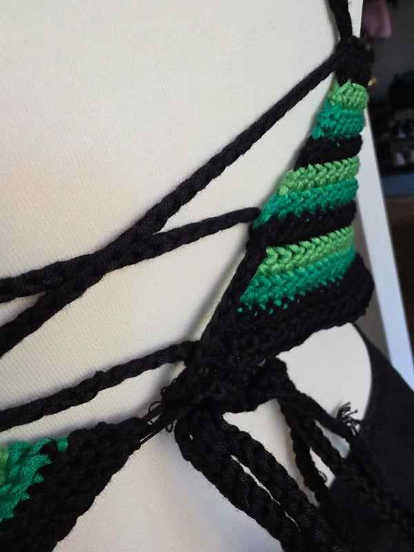 Crochet Festival Halter Crop Top UK Size 8
