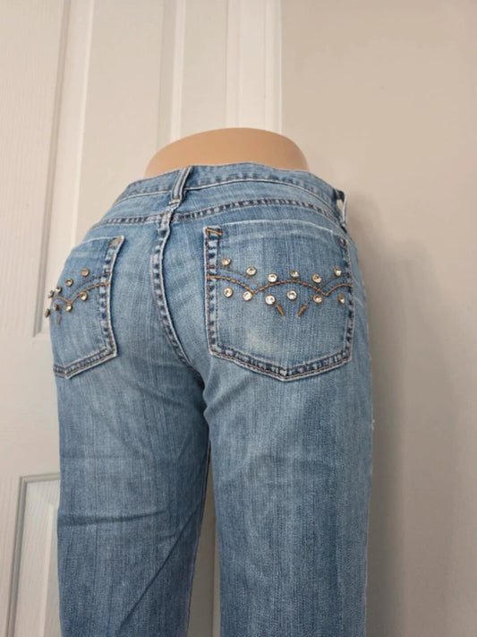 Gap Ultra Low Rise Blingy Bootcut Vintage Y2K Jeans UK Size 8 Tall