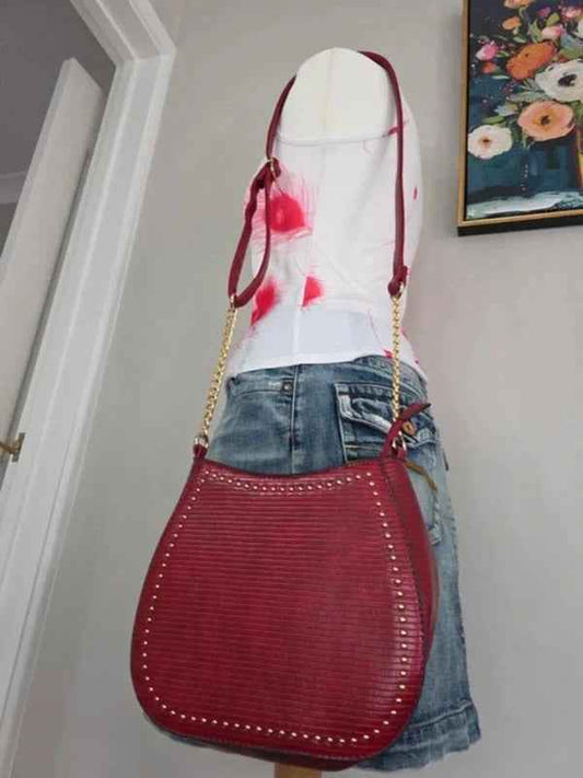Vintage Y2K Burgundy Studded Shoulder Bag Crossbody Bag