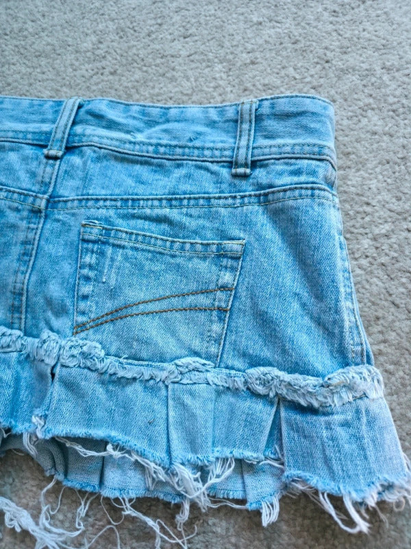 Garage Ultra Low Rise Micro Mini Vintage Y2K Denim Skirt UK Size 8
