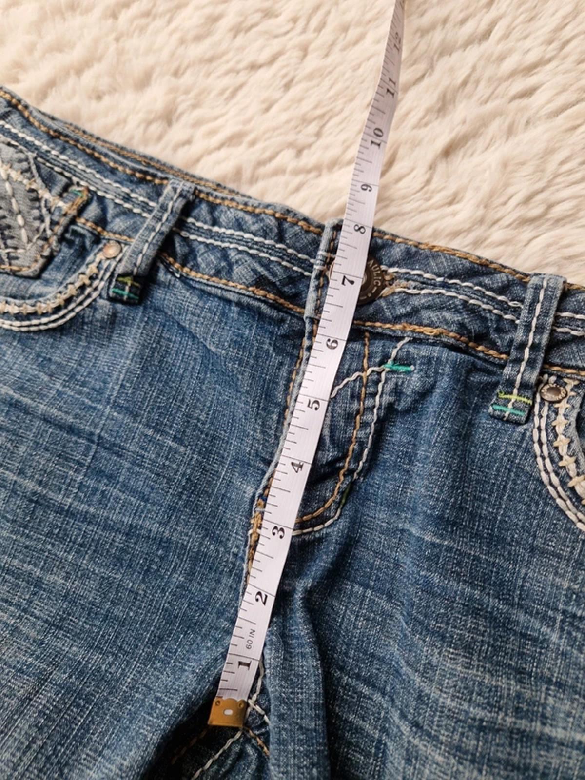 Y2K "Hydraulic" Low Rise Cropped Straight Cute Pocket Detail Indie Grunge Denim UK 12
