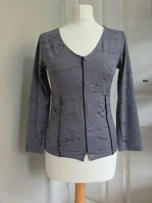 Grey Corset Style Zip Up Fairy Grunge Top UK Size 12