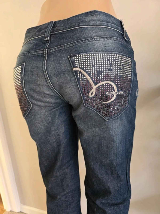 Vintage Y2K Bebe Mid Rise Straight Leg Jeans UK Size 14 Tall