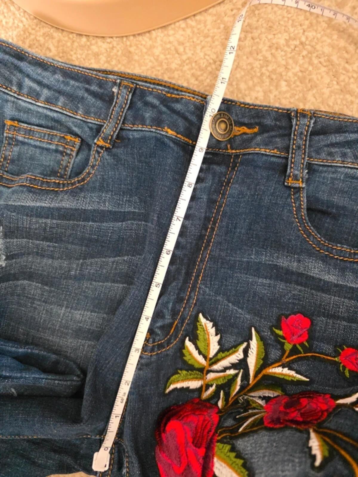 Machine Mid Rise Skinny Vintage Y2K Ripped Embroidered Jeans UK Size 10
