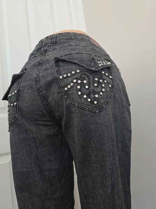 Jeans De Fleur High Rise Skinny Vintage Y2K Embellished Jeans UK Size 16