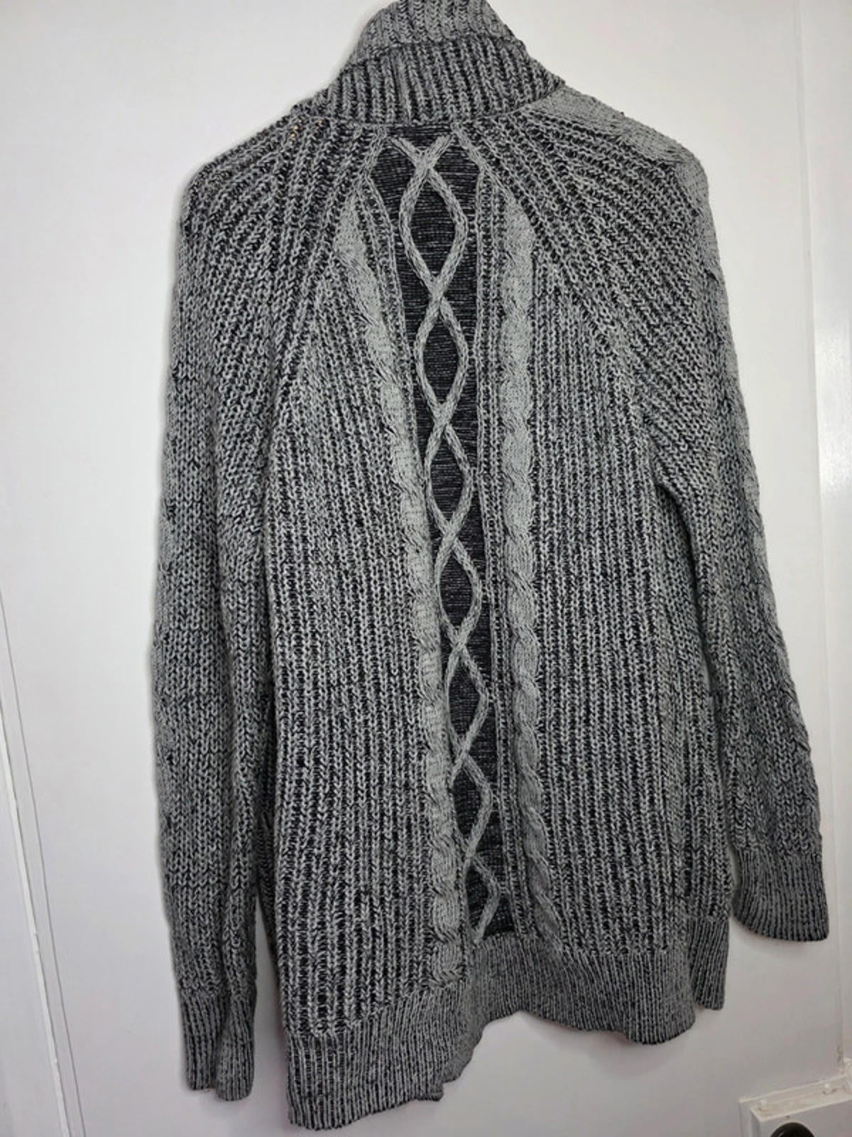 Vintage Y2K bobiBLACK Los Angeles Grey Chunky Knit Cardigan UK size 12/14