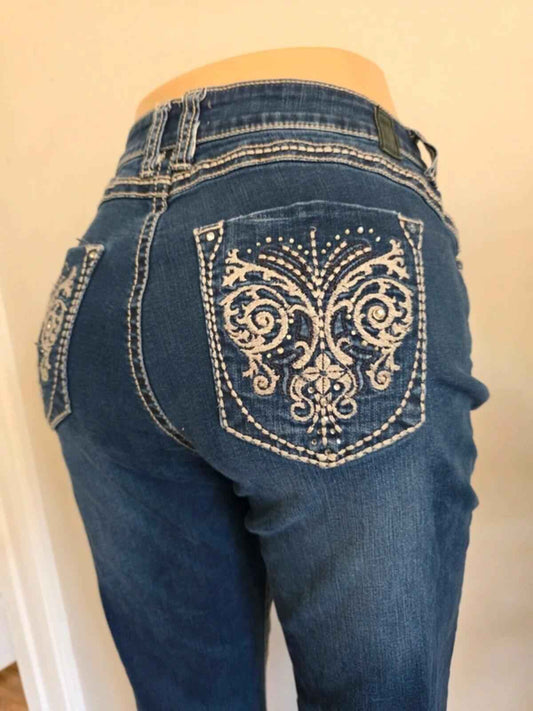 Halladay High Rise Embellished Slim Jeans UK Size 12
