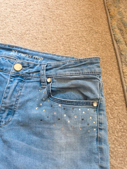 NY&C Vintage Y2K Mid Rise Curvy Crop Denim Shorts UK Size 10