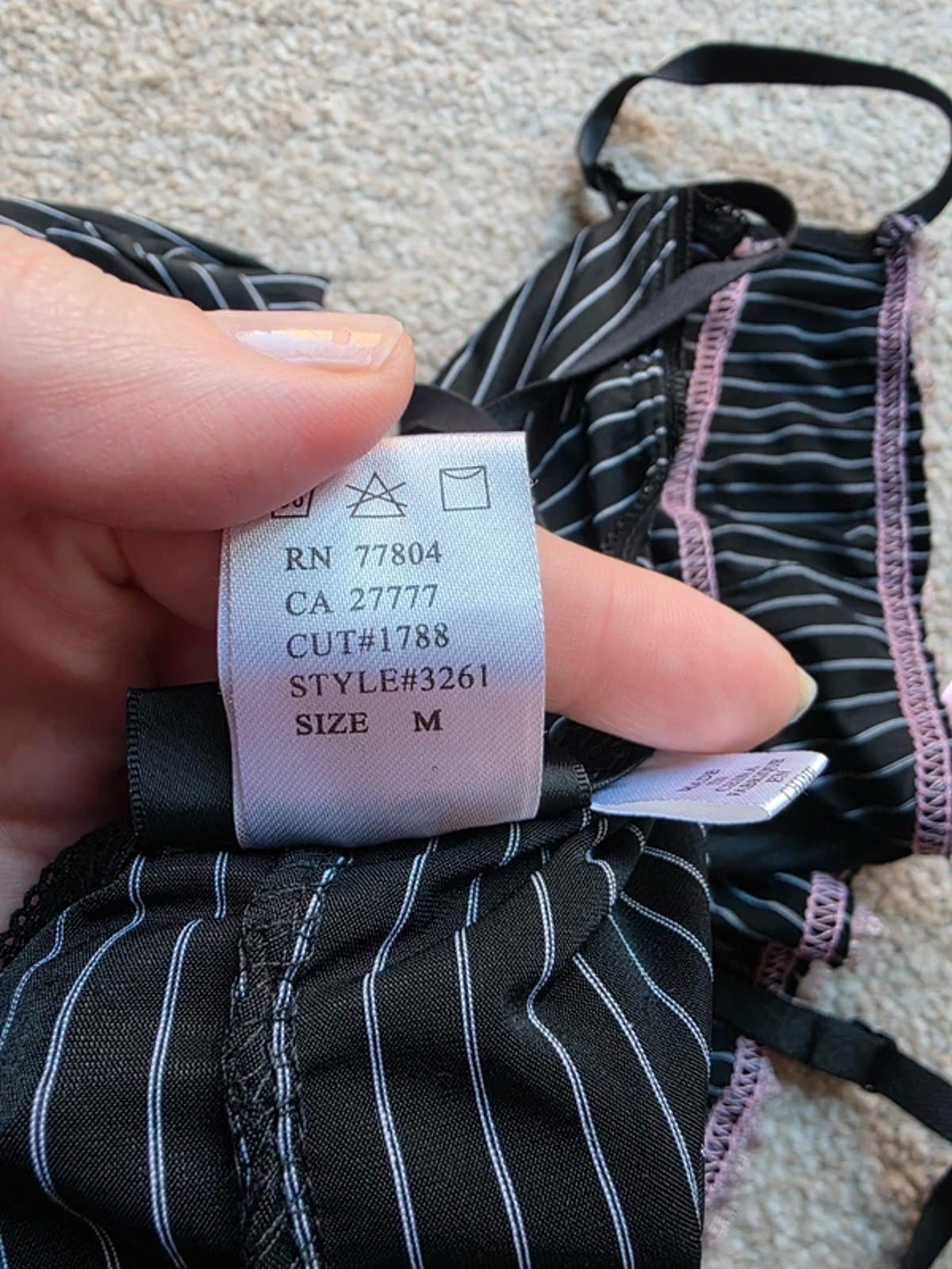 Vintage Y2K Dreamgirl Black Pinstripe Lace Babydoll Slip Dress UK Size 8–10