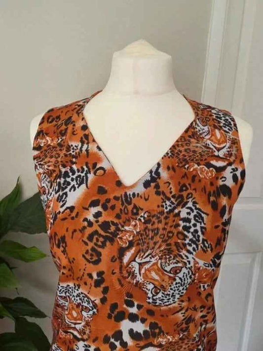 Saix Woman Leopard Print Shimmer Stretch Top UK Size 10