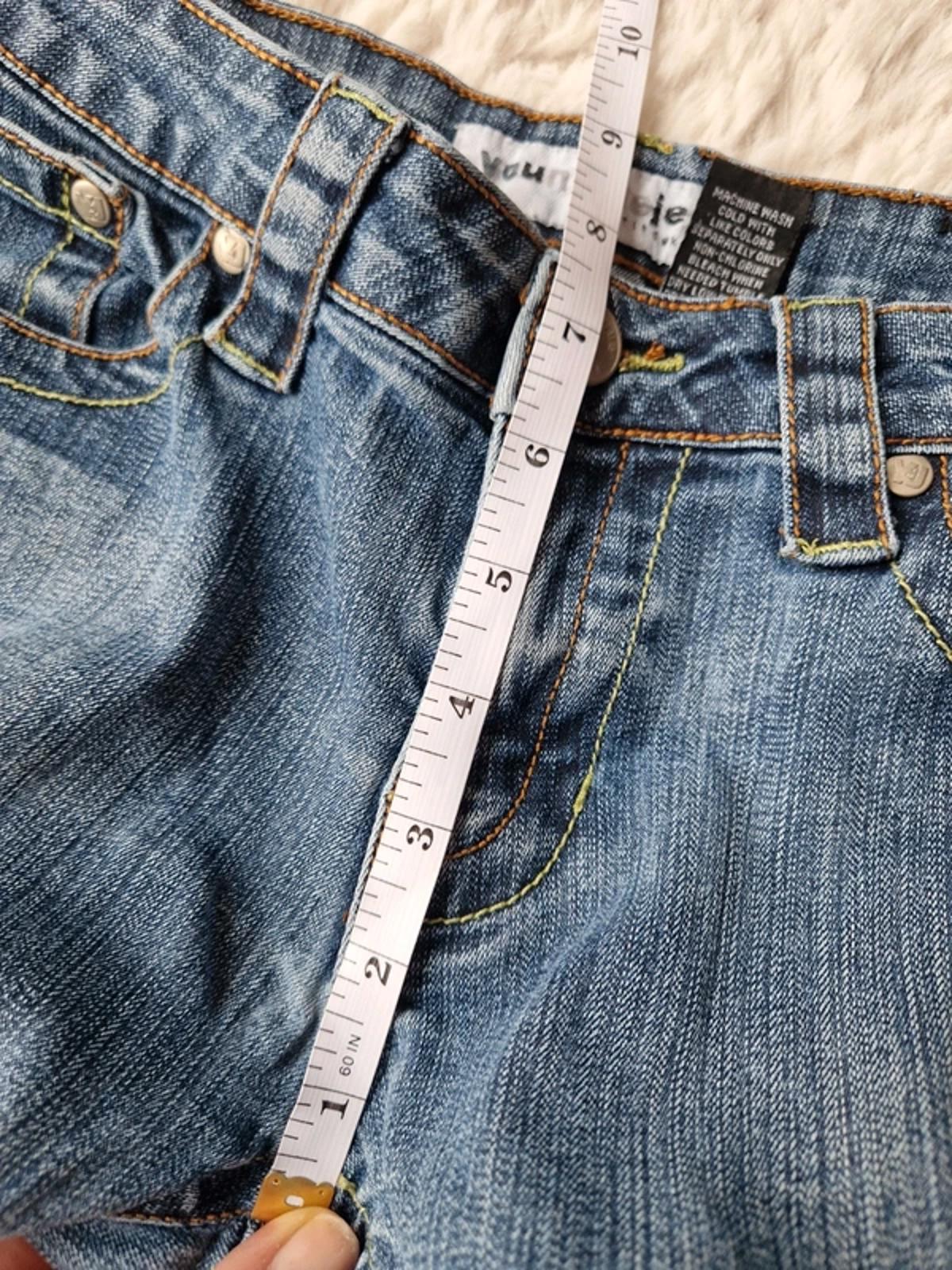 Y2K "Younique Jeans" Ultra Low Rise Bootcut Indie Grunge Festival Denim UK 8 Petite