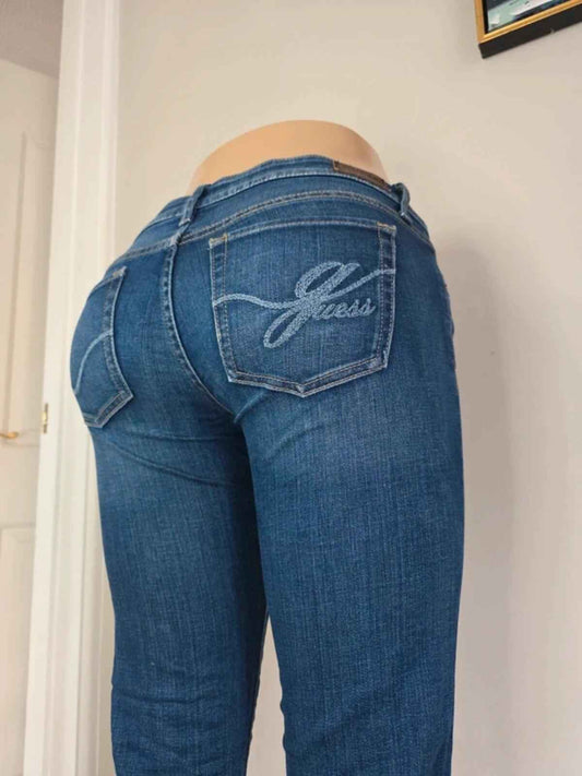 Guess Ultra Low Rise Straight Vintage Y2K Jeans UK Size 6 Tall