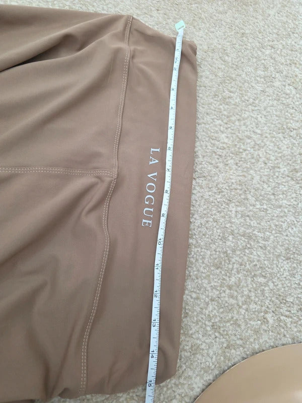 La Vogue High Waisted Brown Gym Leggings UK Size 12-14