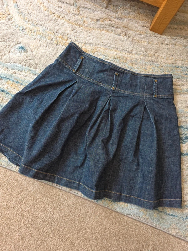 Kiss Miss Italian Denim Pleated Mini Skirt UK Size 12