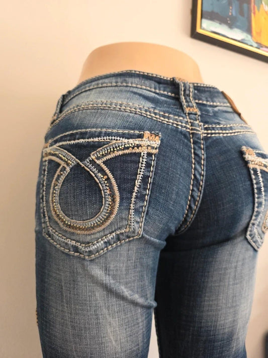 Big Star Vintage Y2K Ultra Low Rise Bootcut Jeans UK Size 6/8 Tall