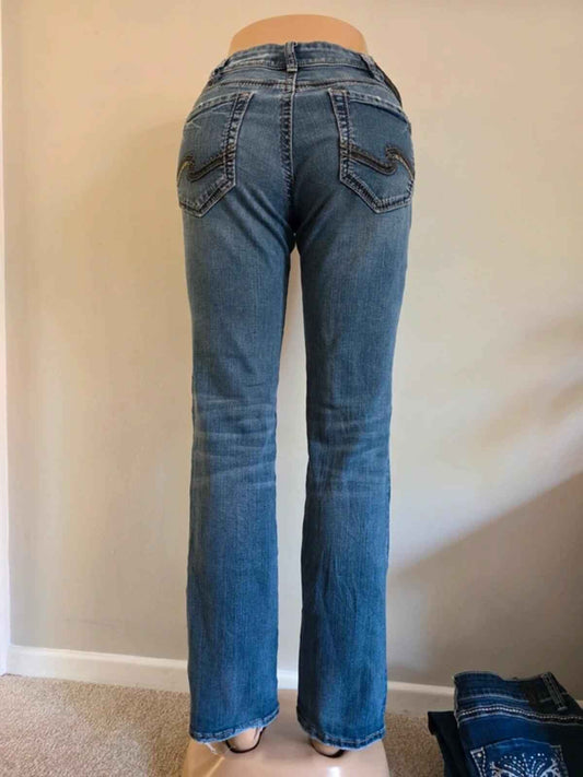 Silver Jeans Mid Rise Slim Bootcut Jeans UK Size 12