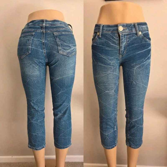 Vintage Y2K Unbranded Mid Rise Cropped Jeans UK Size 8