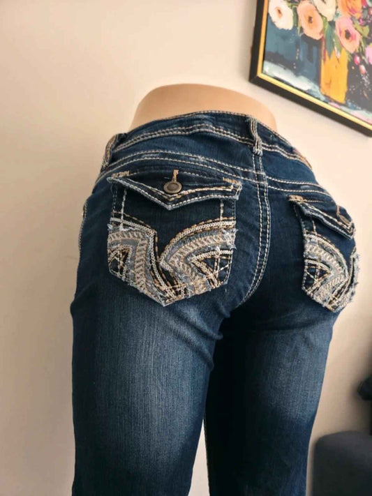 1st Kiss Low Rise Cropped Vintage Y2K Jeans UK Size 8/10