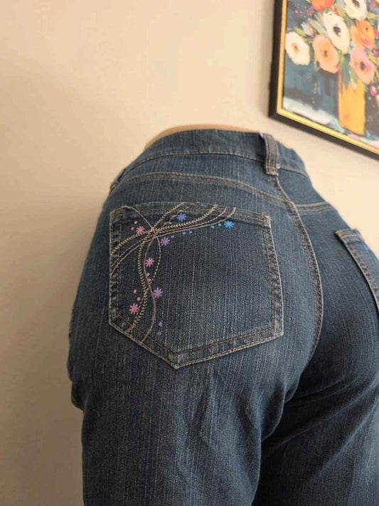 Flash High Rise Wide Leg Straight Vintage Y2K Jeans UK Size 14 Petite