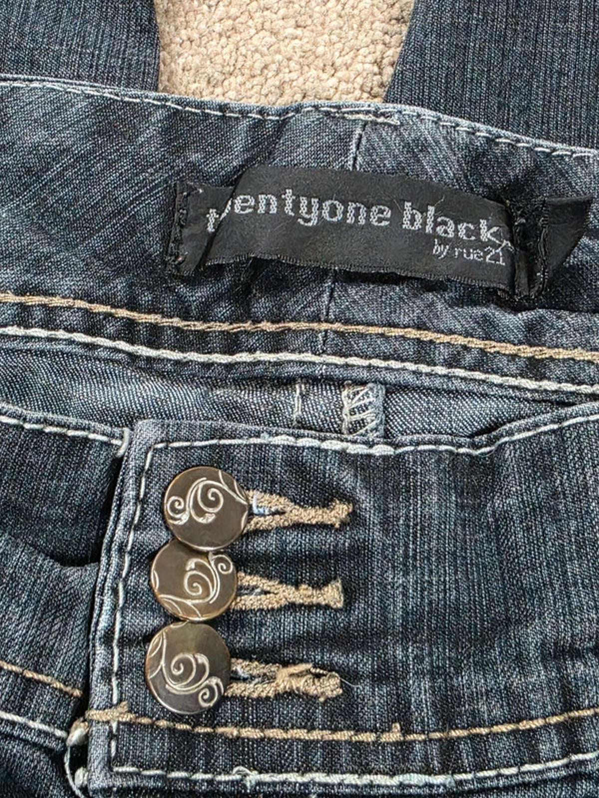 Vintage Y2K Twentyone Black Low Rise Skinny Jeans UK Size 14