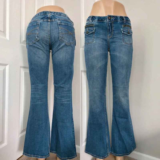 Aeropostale Mid Rise Flared Vintage Y2K Jeans UK Size 10 Petite