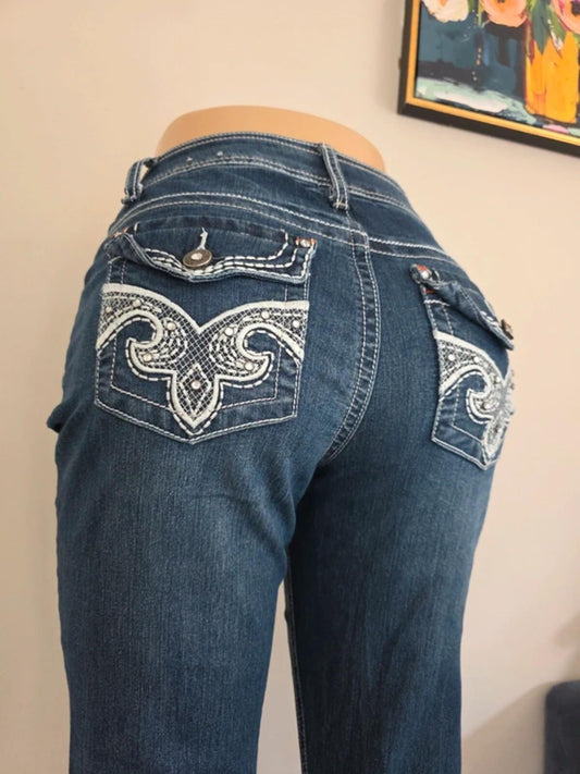 Natural Reflections Mid Rise Blingy Bootcut Vintage Y2K Jeans UK Size 12