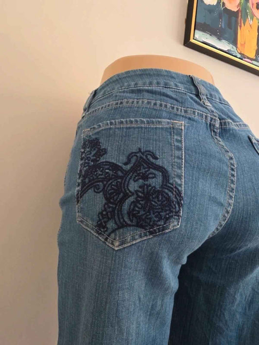 Chico’s Platinum Mid Rise Bootcut Vintage Y2K Jeans UK Size 12/14 Petite