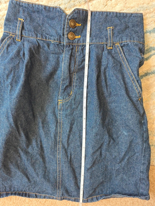 Japanese Elastic Waist Denim Midi Skirt UK Size 6