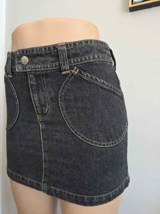Mary Quant London Vintage Y2K Mid Rise Denim Mini Skirt UK Size 4/6