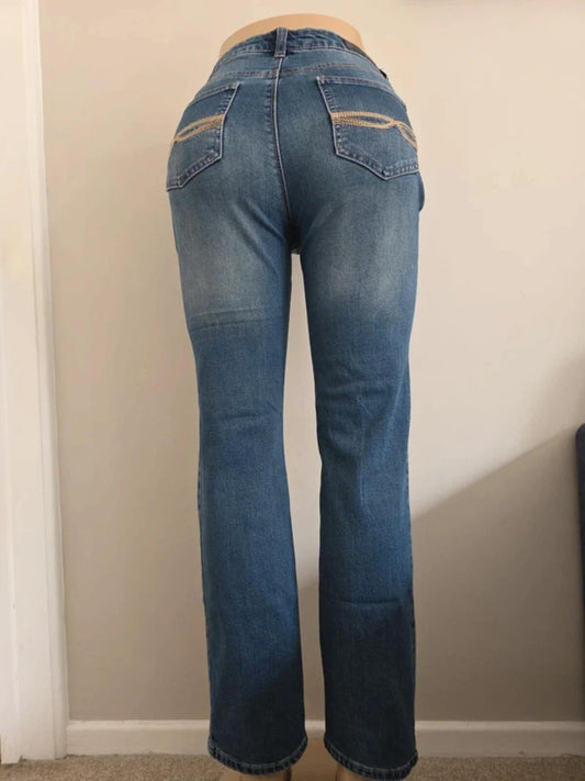 Buffalo David Bitton Mid Rise Straight Vintage Y2K Jeans UK Size 10/12 Petite