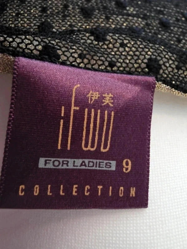 Vintage Y2K Collection Black Sheer Polka Dot Mesh Top UK Size 8