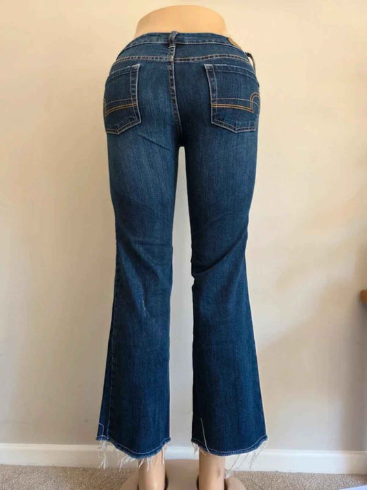 Vintage Y2K American Eagle Ultra Low Rise Petite Bootcut Jeans UK Size 6
