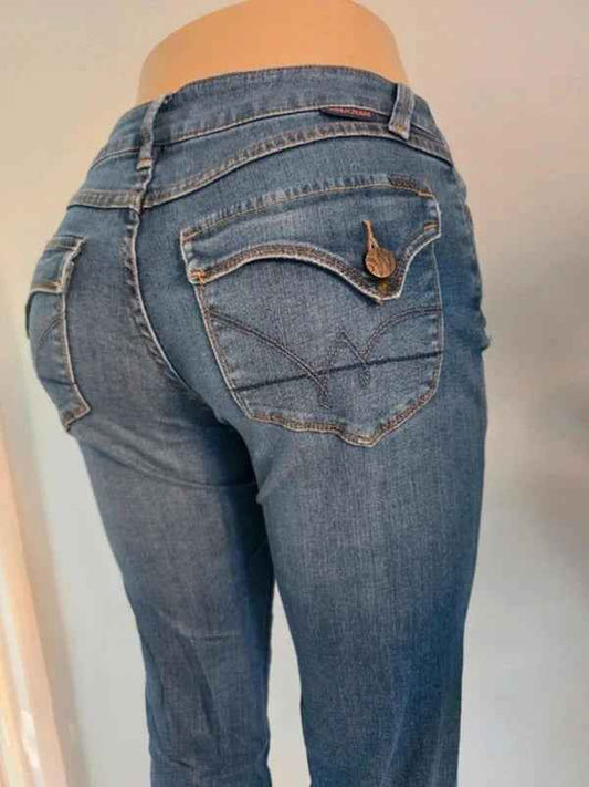Vintage Y2K Worn Low Rise Straight Jeans UK Size 8 Tall