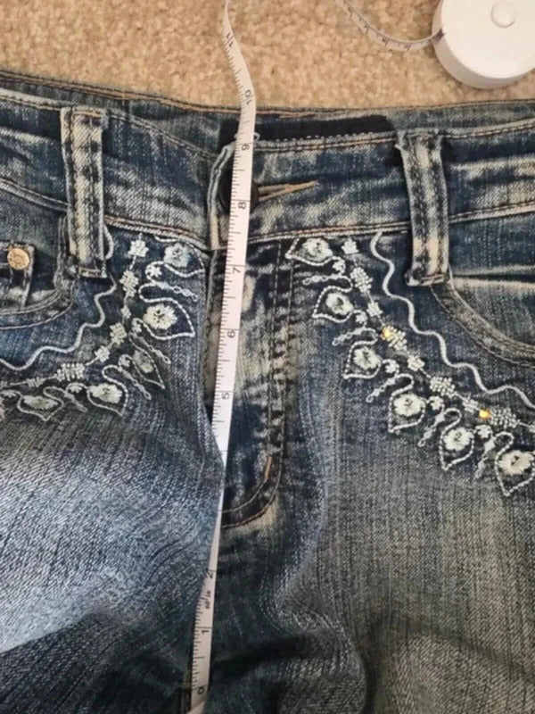 Big Spade Mid Rise Wide Leg Bootcut Vintage Y2K Jeans UK Size 8 Tall