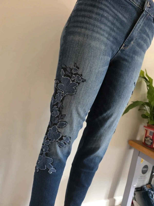 Vintage Y2K White House Black Market Mid Rise Skinny Jeans UK Size 14 Petite