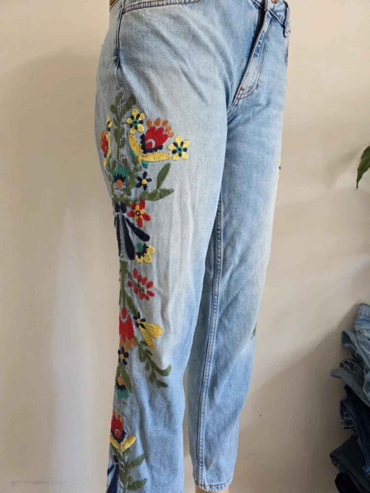 Vintage Y2K Zara Basic Straight Leg Jeans Mid/Low Rise UK Size 12 Petite