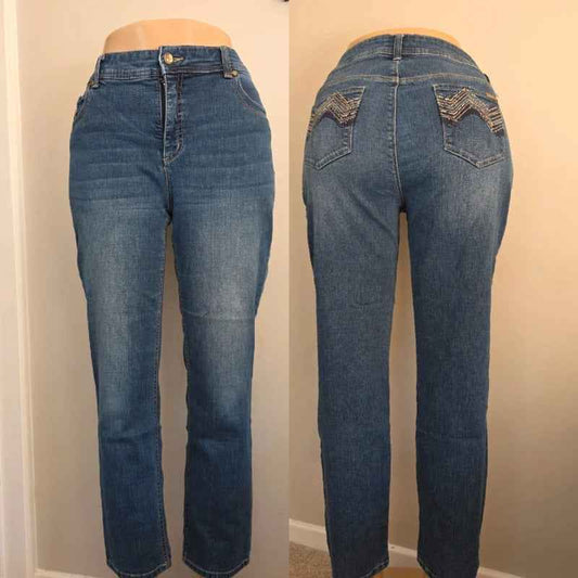 Chico's Mid Rise Skinny Jeans UK Size 14 Petite