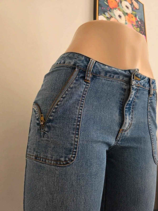 Capucino Mid Rise Flared Vintage Y2K Jeans UK Size 8 Petite
