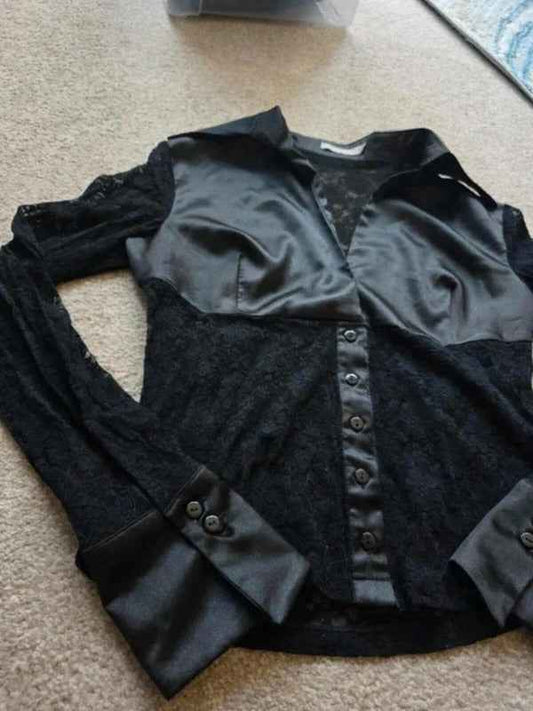 Vintage Y2K Miss Mimi Italia Lace Satin Panel Top UK Size 10