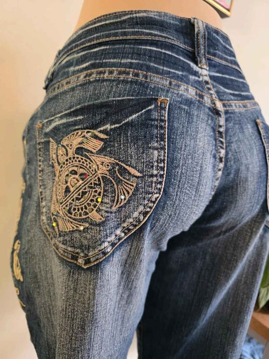 Vintage Y2K Mid Rise Straight Jeans UK Size 20/22