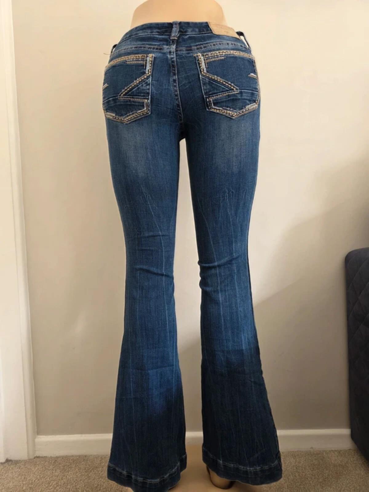 Vintage Y2K Amethyst Super Low Rise Flared Jeans UK Size 6