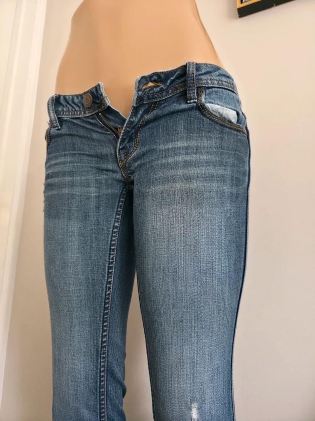 XXI Ultra Low Rise Distressed Baby Bootcut Vintage Y2K Jeans UK Size 4