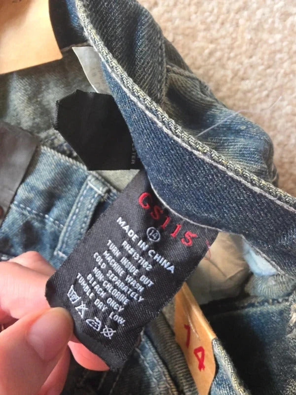 GS115 High Rise Straight Baggy Vintage Y2K Jeans UK Size 4/6 Petite