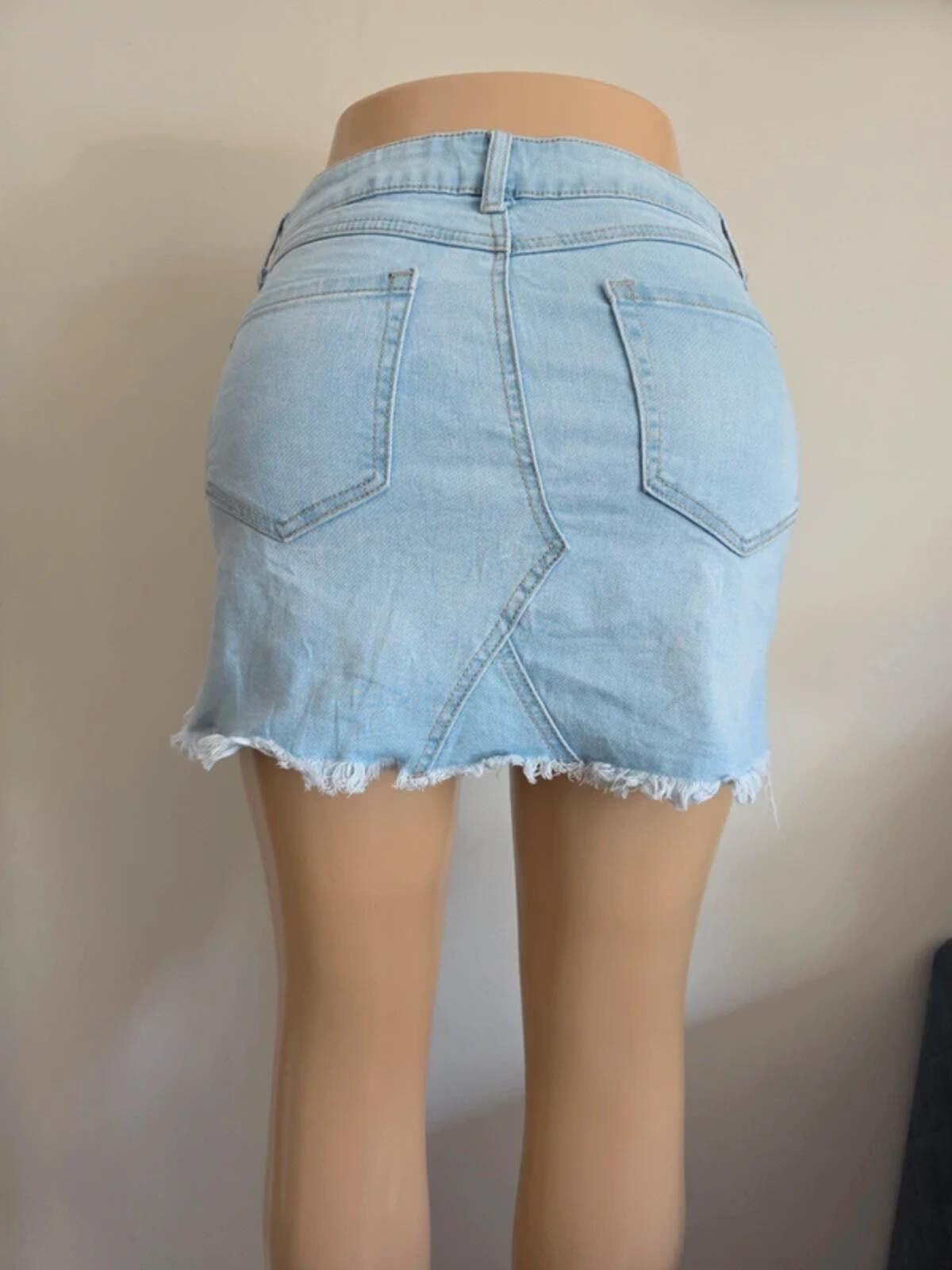 Rewash Vintage Y2K Light Wash Denim Mini Skirt UK Size 6