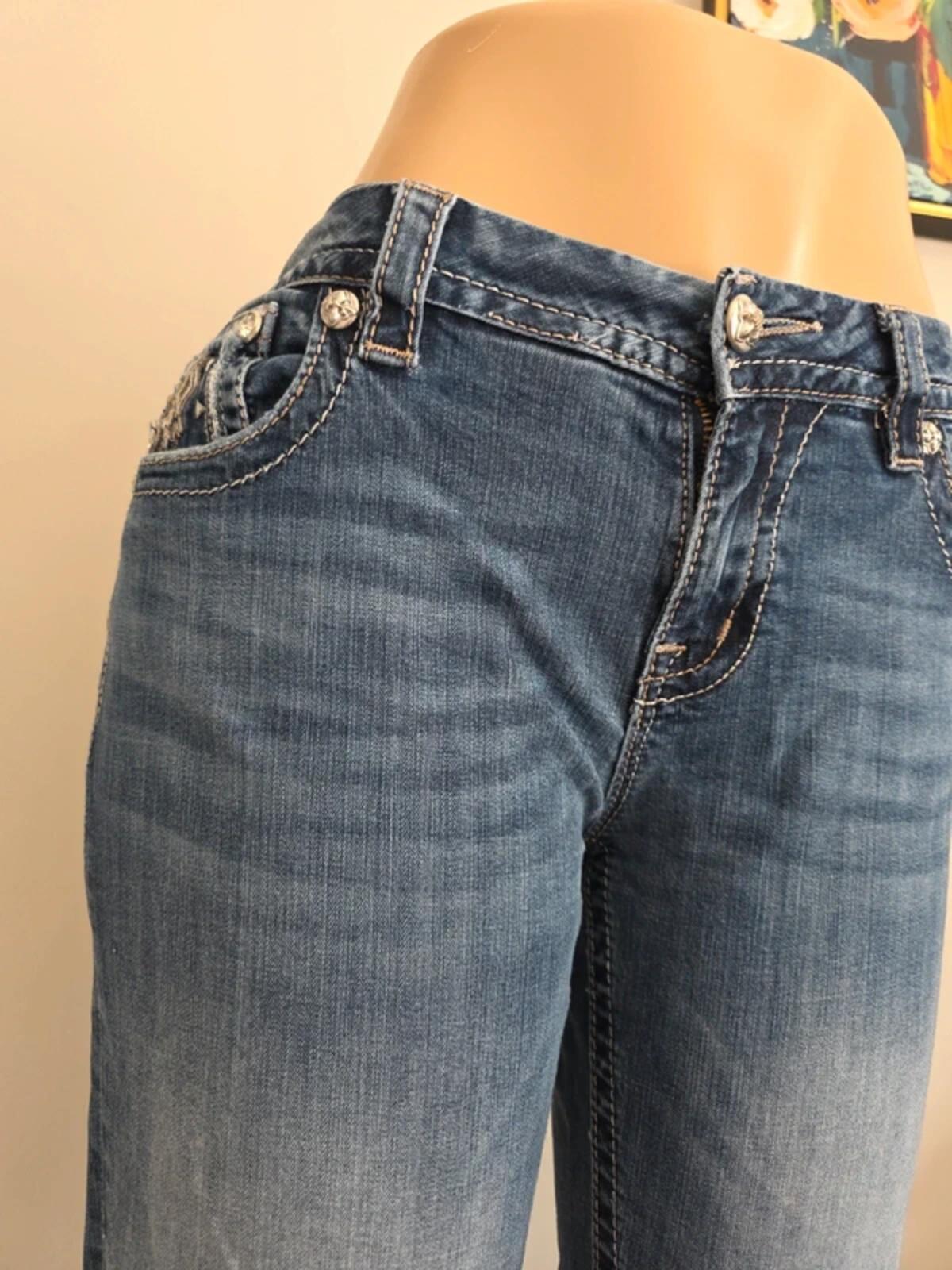 Miss Me Mid Rise Bootcut Vintage Y2K Jeans UK Size 14 Petite