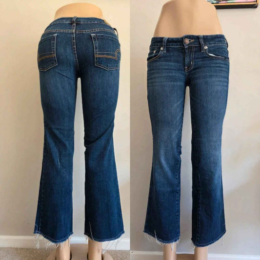 Vintage Y2K American Eagle Ultra Low Rise Petite Bootcut Jeans UK Size 6