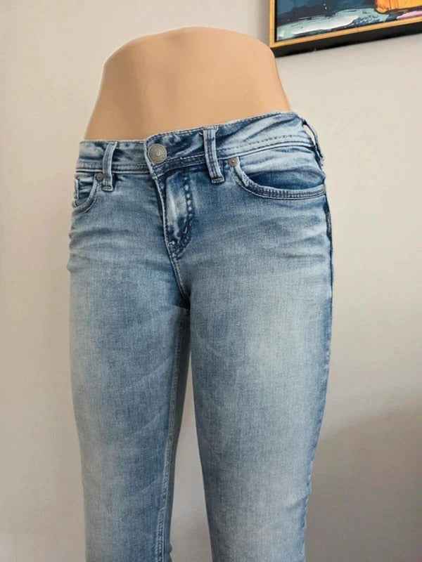 Vintage Y2K Silver Jeans Co Low Rise Skinny Jeans UK Size 6