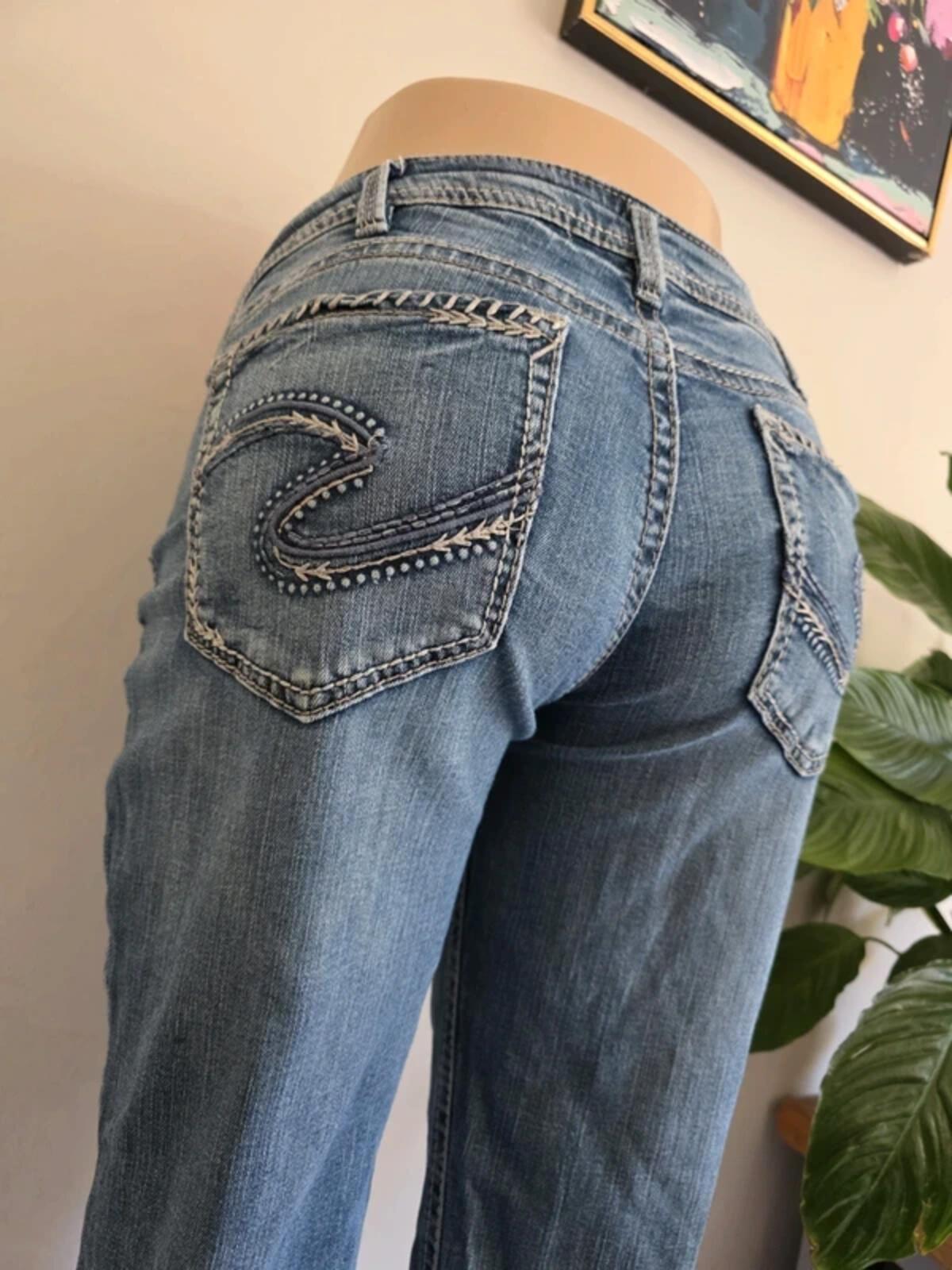 Vintage Y2K Silver Jeans Mid Rise Slim Bootcut Jeans UK Size 14