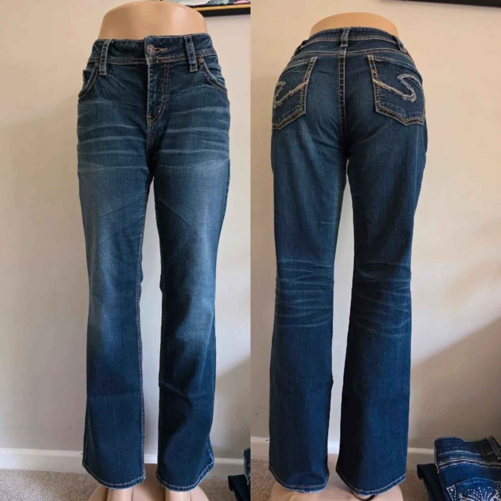 Vintage Y2K Silver Jeans Mid Rise Bootcut Jeans UK Size 14