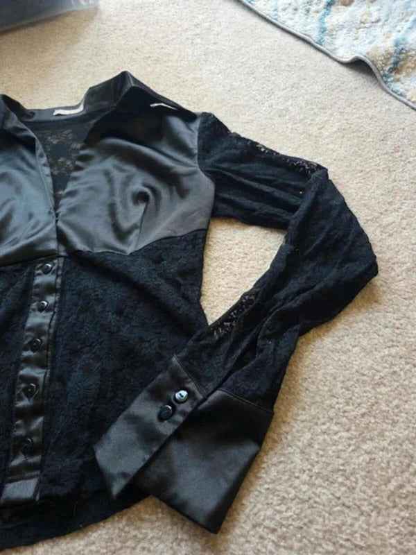 Vintage Y2K Miss Mimi Italia Lace Satin Panel Top UK Size 10